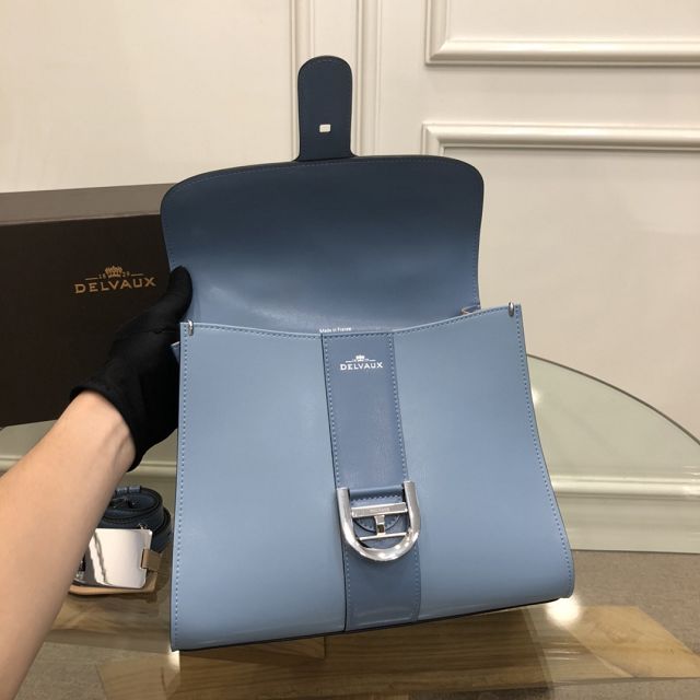 Delvaux original box calfskin brillant bag MM AA0555 blue