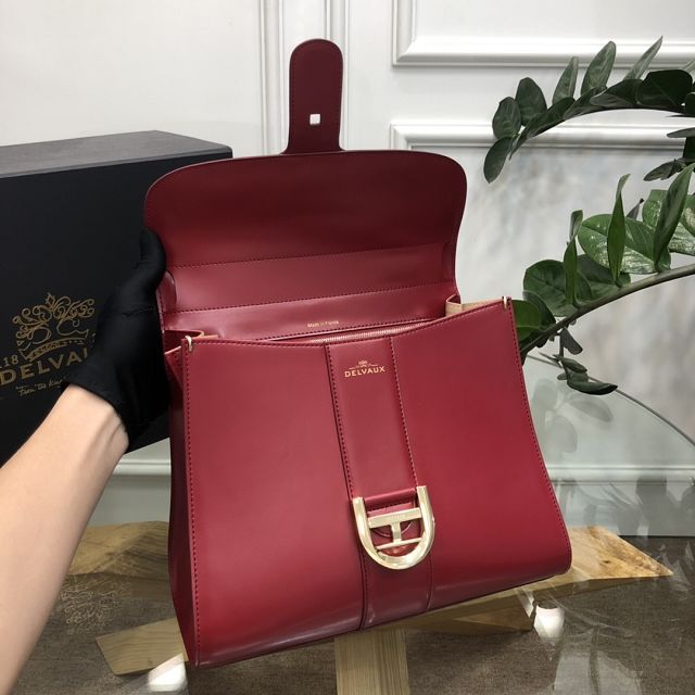 Delvaux original box calfskin brillant bag MM AA0555 burgundy&wine red