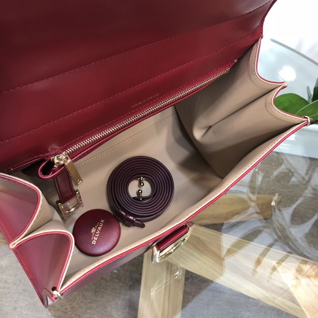 Delvaux original box calfskin brillant bag MM AA0555 burgundy&wine red