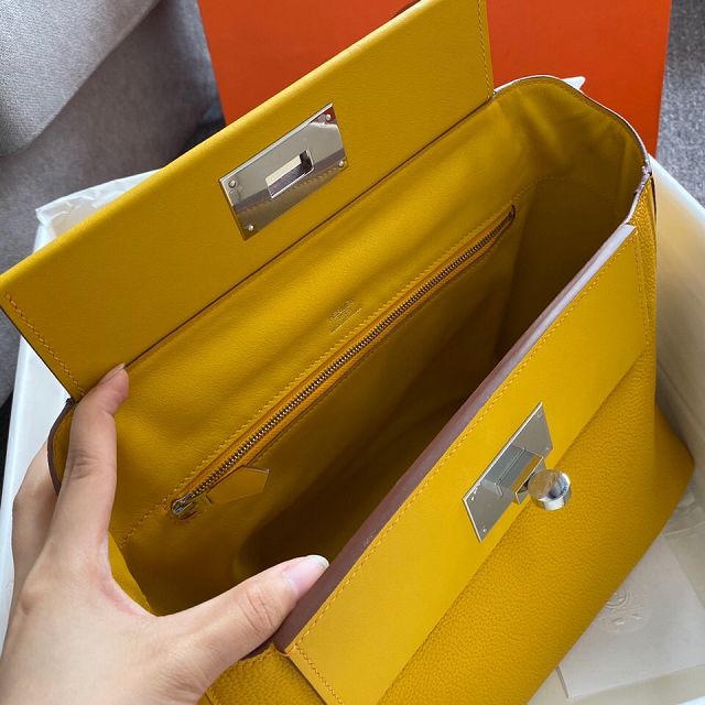 Hermes original togo leather kelly 2424 bag HH03699 amber 