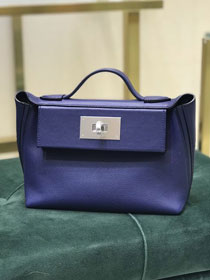 Hermes original togo leather kelly 2424 bag HH03699 blue electric 