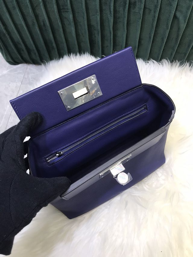 Hermes original togo leather small kelly 2424 bag HH03698 blue electric