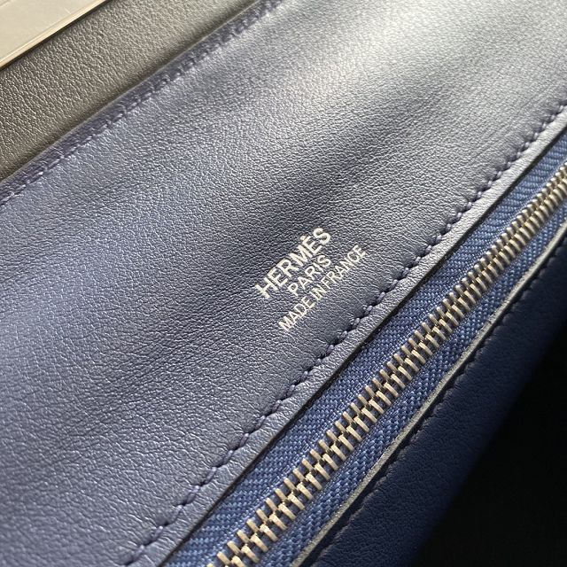Hermes original togo leather kelly 2424 bag HH03699 blue saphir 