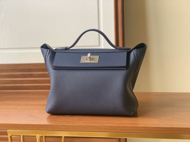 Hermes original togo leather kelly 2424 bag HH03699 navy blue