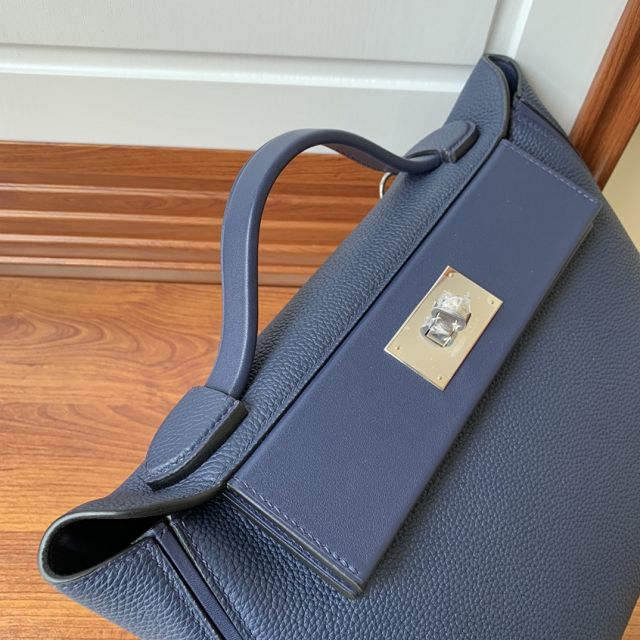 Hermes original togo leather kelly 2424 bag HH03699 navy blue