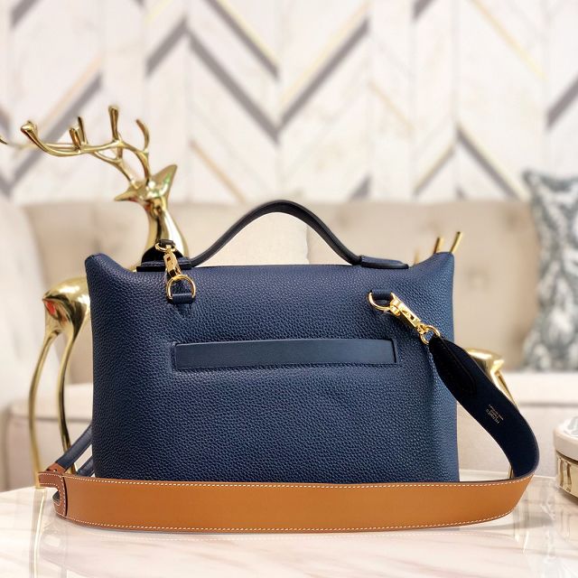 Hermes original togo leather small kelly 2424 bag HH03698 navy blue	