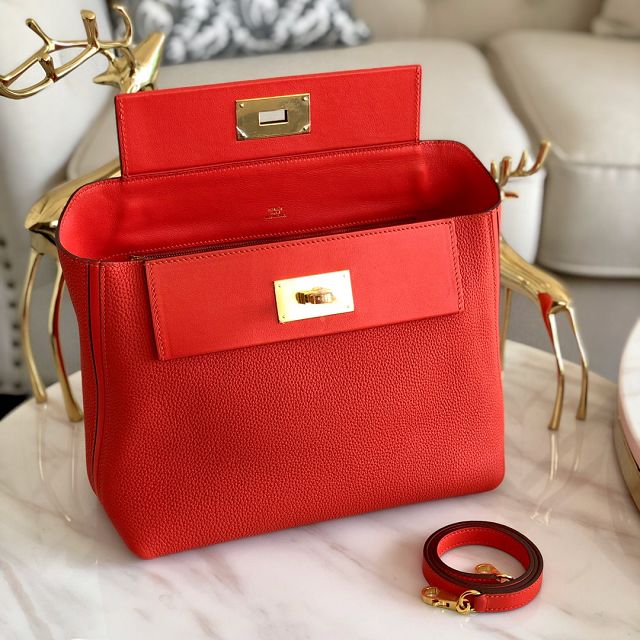 Hermes original togo leather small kelly 2424 bag HH03698 red