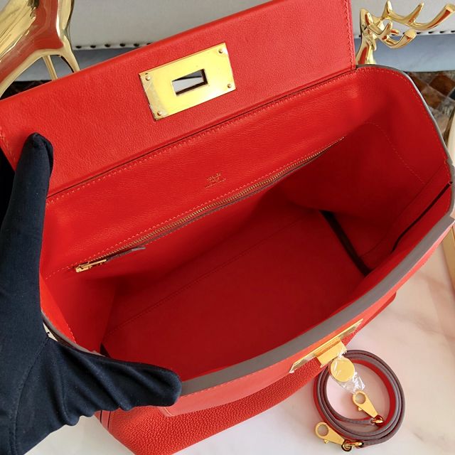 Hermes original togo leather small kelly 2424 bag HH03698 red