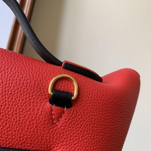 Hermes original togo leather small kelly 2424 bag HH03698 red&black