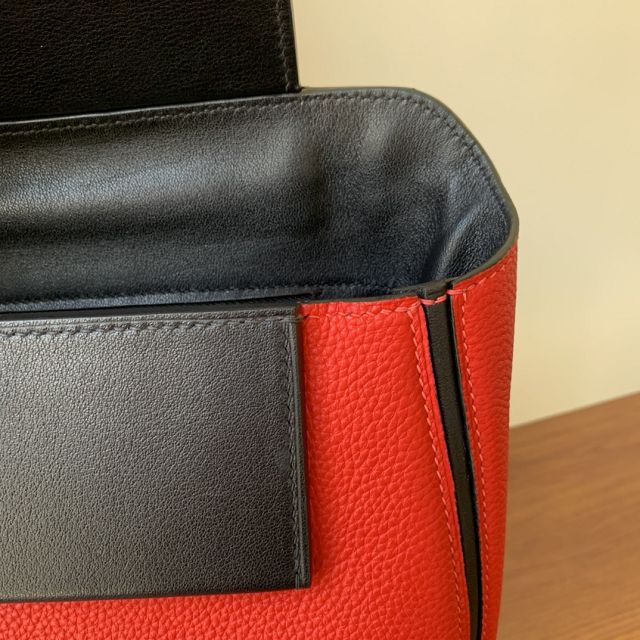 Hermes original togo leather small kelly 2424 bag HH03698 red&black