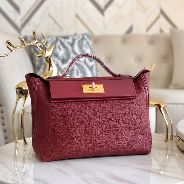 Hermes original togo leather small kelly 2424 bag HH03698 rubis