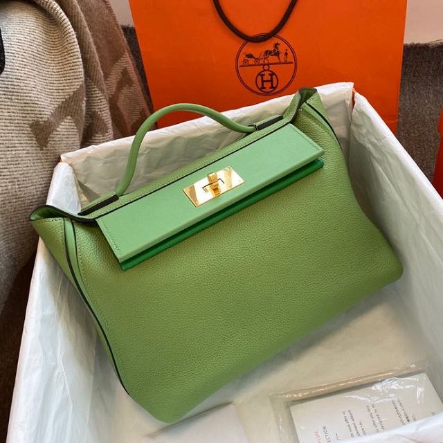 Hermes original togo leather small kelly 2424 bag HH03698 vert criquet