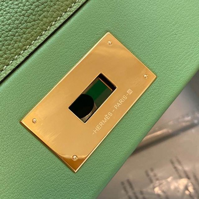 Hermes original togo leather kelly 2424 bag HH03699 vert criquet 