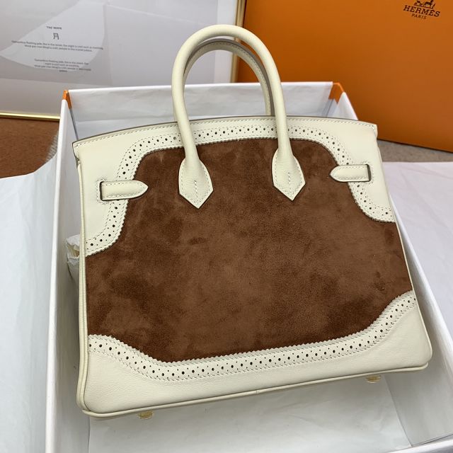 Hermes handmade original calfskin&suede birkin 35 bag H350 white&coffee