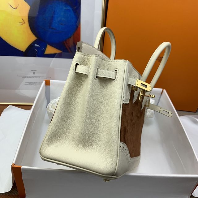 Hermes handmade original calfskin&suede birkin 35 bag H350 white&coffee