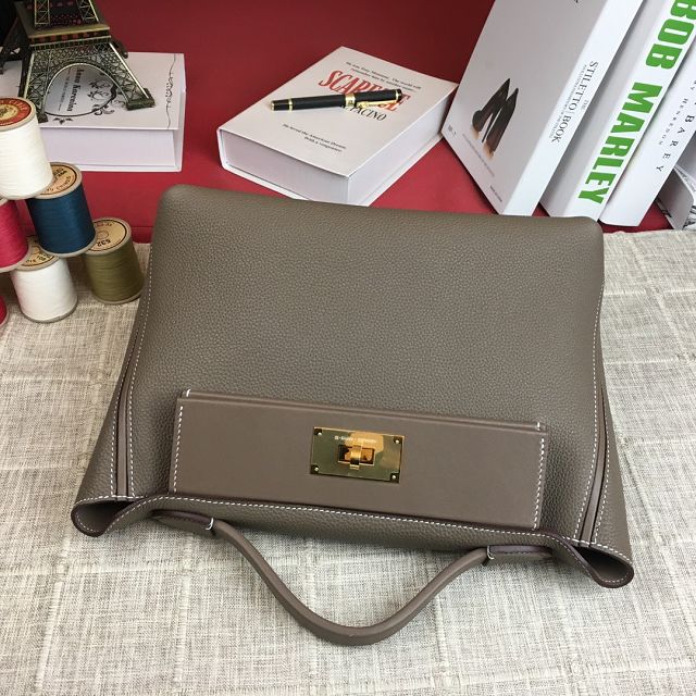 Hermes original togo leather small kelly 2424 bag HH03698 etoupe grey