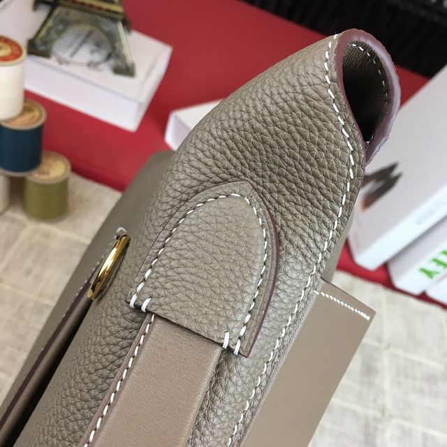 Hermes original togo leather small kelly 2424 bag HH03698 etoupe grey