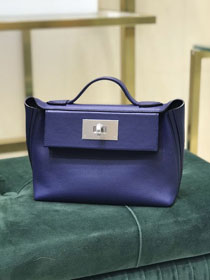 Hermes original togo leather small kelly 2424 bag HH03698 blue electric