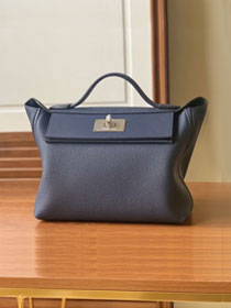 Hermes original togo leather small kelly 2424 bag HH03698 navy blue