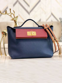 Hermes original togo leather small kelly 2424 bag HH03698 navy blue	