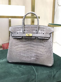 Hermes genuine crocodile leather birkin bag BK350 gris tourterelle 