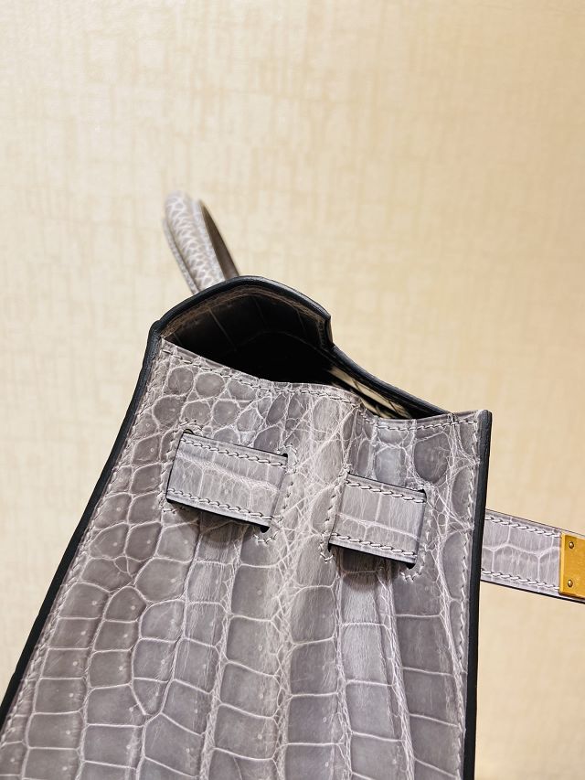 Hermes genuine crocodile leather kelly bag K320 beton