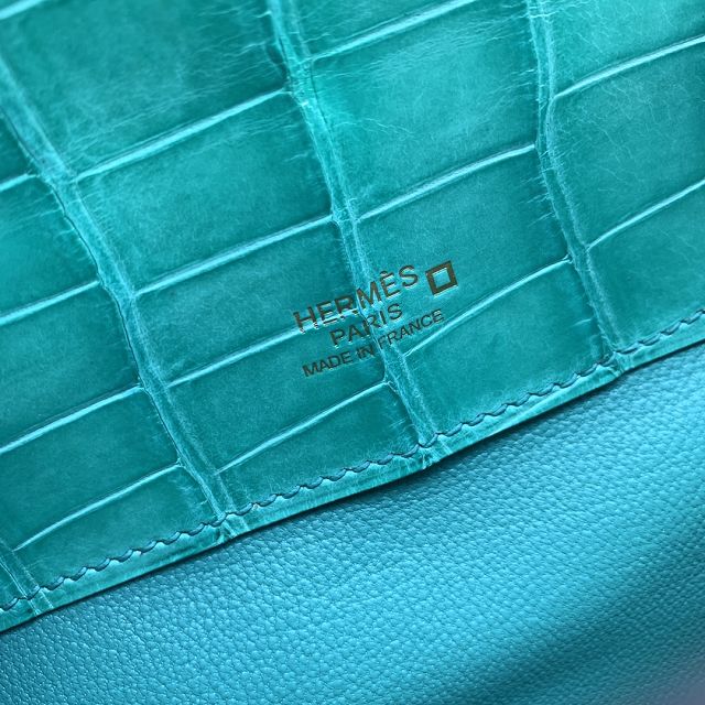 Hermes genuine crocodile leather kelly cut 31 clutch C310 vert jade 