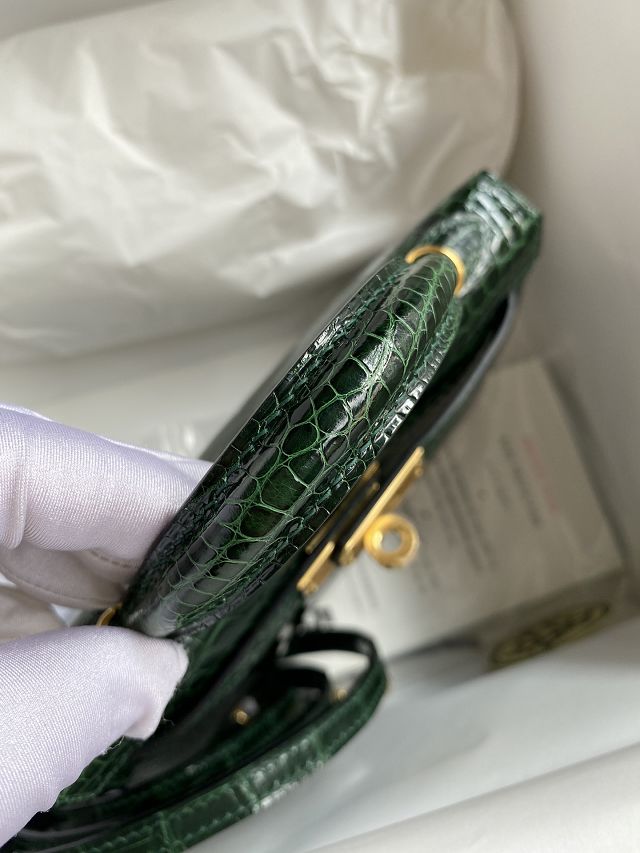 Hermes genuine crocodile leather mini kelly bag K0019 emerald