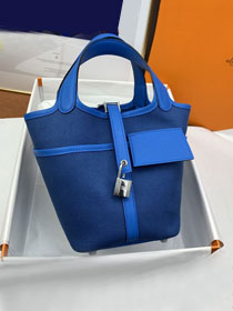 Hermes original canvas small picotin lock bag HP0018 blue