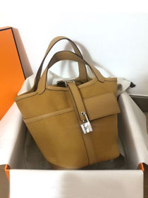 Hermes original canvas small picotin lock bag HP0018 brown