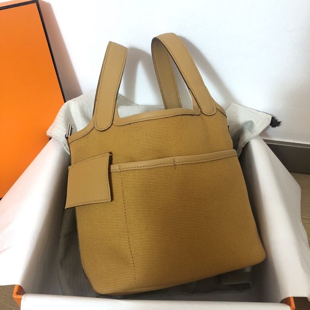 Hermes original canvas small picotin lock bag HP0018 brown