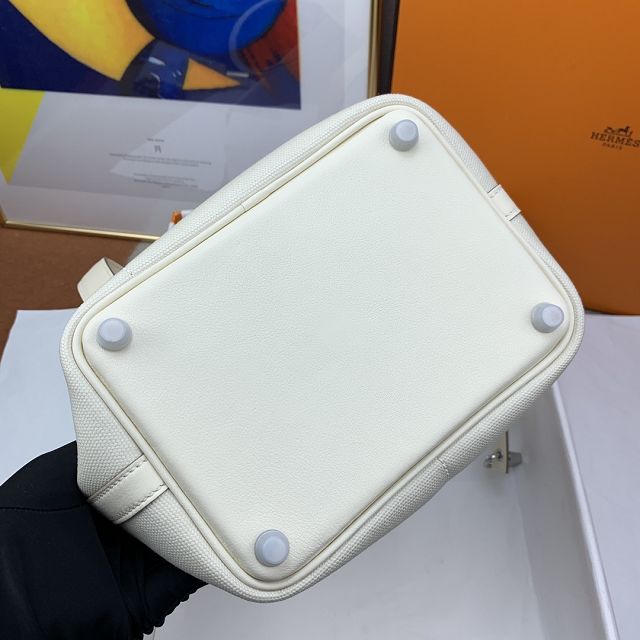 Hermes original canvas small picotin lock bag HP0018 white