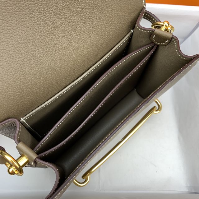 Hermes original evercolor leather roulis bag R18 etoupe grey