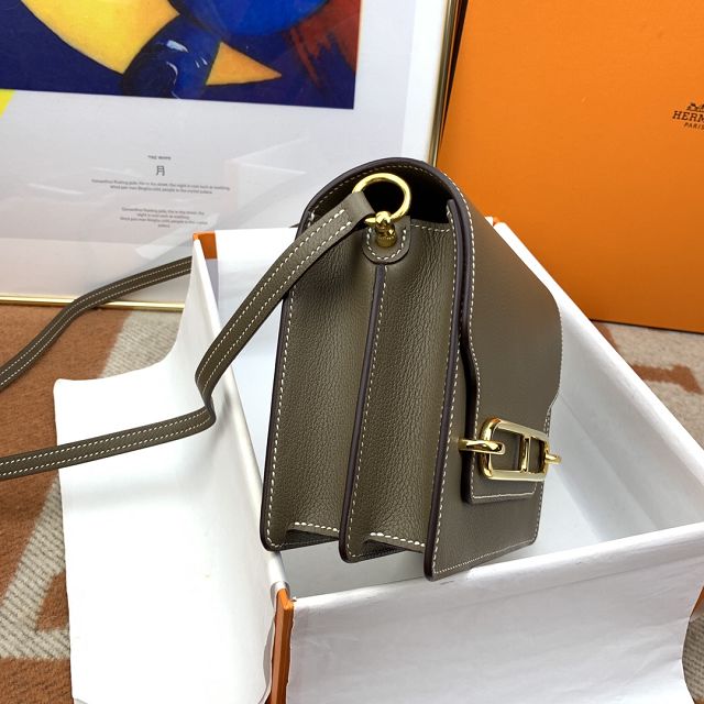 Hermes original evercolor leather roulis bag R18 etoupe grey