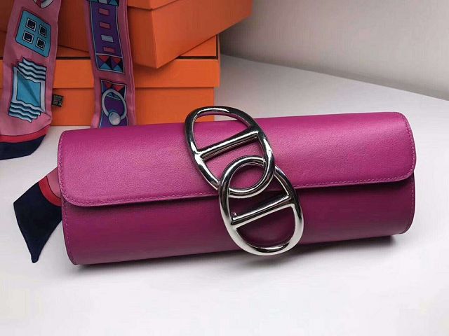 Hermes original swfit leather egee clutch E001 anemone