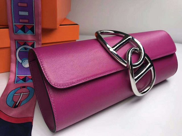 Hermes original swfit leather egee clutch E001 anemone