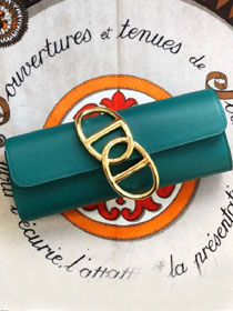 Hermes original swfit leather egee clutch E001 peacock green