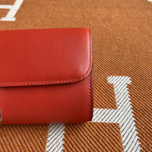 Hermes original swfit leather egee clutch E001 red