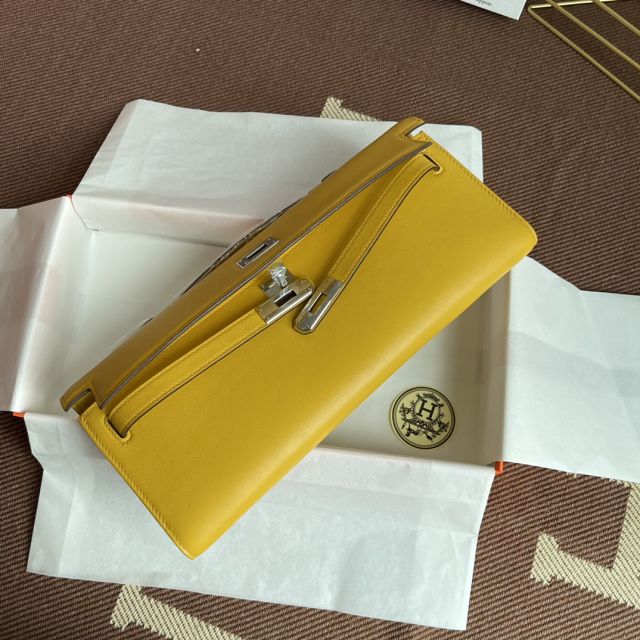 hermes original swfit leather kelly cut 31 clutch H032 amber