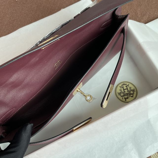 hermes original swfit leather kelly cut 31 clutch H032 bordeaux