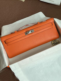 hermes original swfit leather kelly cut 31 clutch H032 orange