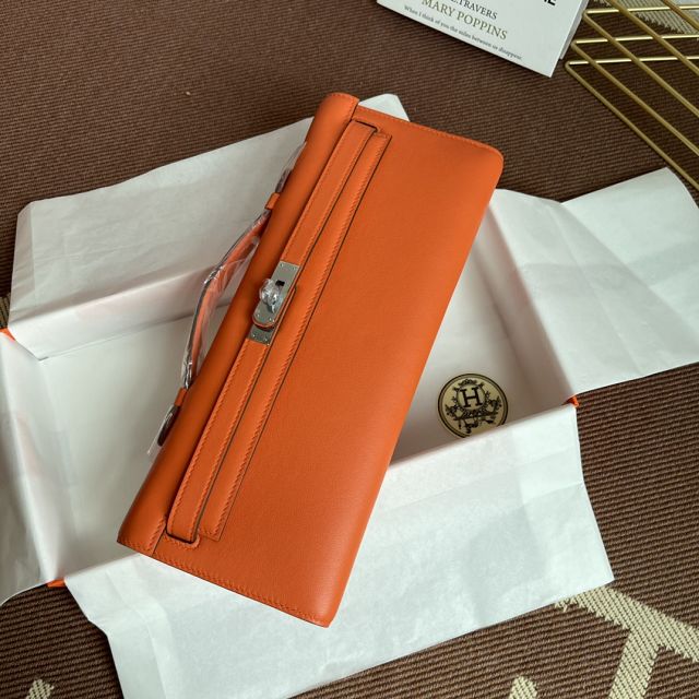 hermes original swfit leather kelly cut 31 clutch H032 orange