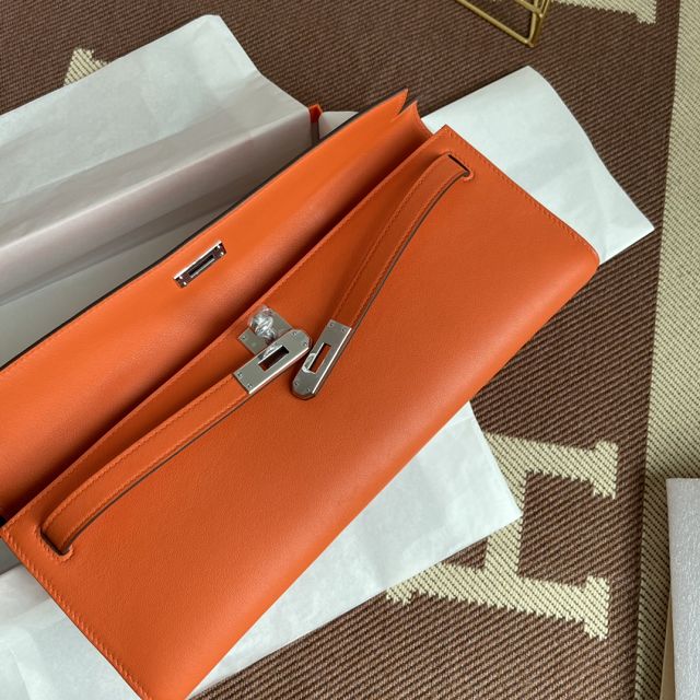 hermes original swfit leather kelly cut 31 clutch H032 orange