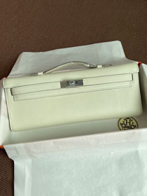 hermes original swfit leather kelly cut 31 clutch H032 white
