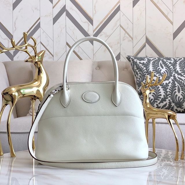 Hermes original epsom leather medium bolide 31 bag B031 white