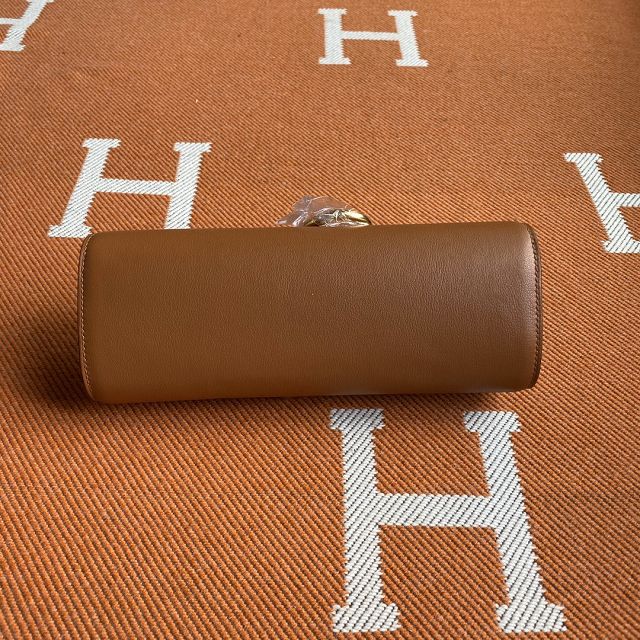 Hermes original swfit leather egee clutch E001 brown