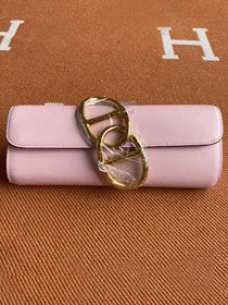 Hermes original swfit leather egee clutch E001 light pink