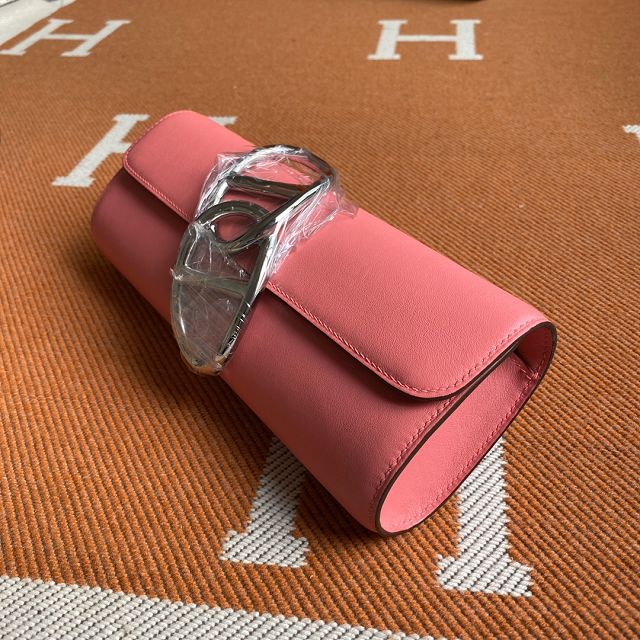 Hermes original swfit leather egee clutch E001 rose lipstick	