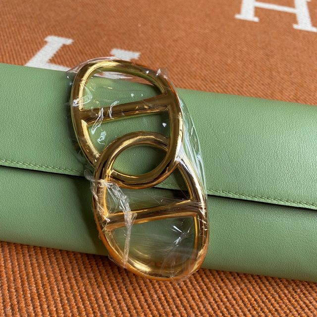 Hermes original swfit leather egee clutch E001 vert criquet