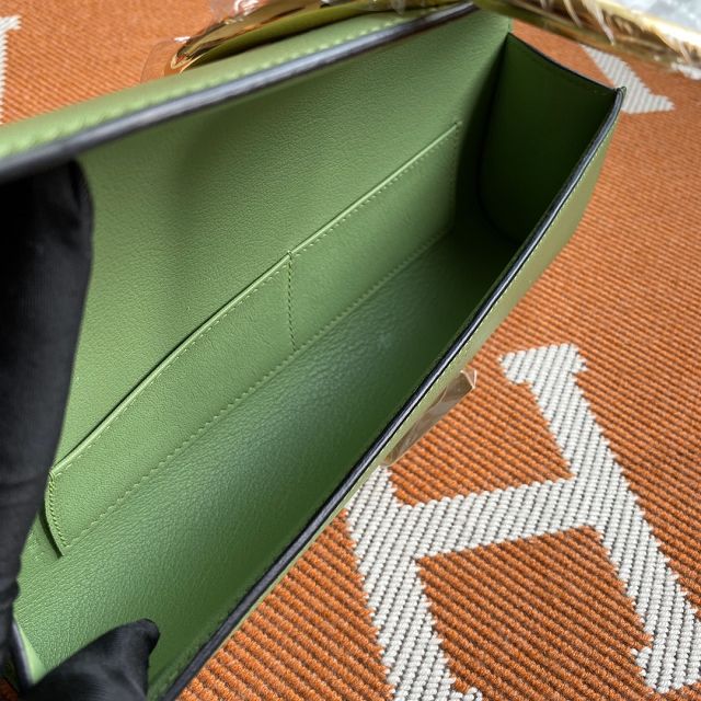 Hermes original swfit leather egee clutch E001 vert criquet